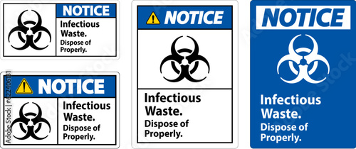 Biohazard Notice Label Infectious Waste, Dispose Of Properly