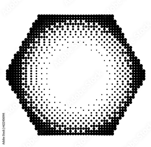Halftone gradient noise hexagon vector.
