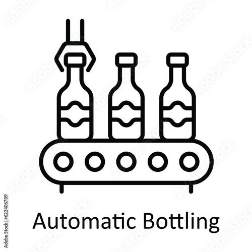 Automatic Bottling Outline Icon Design illustration. Smart Industries Symbol on White background EPS 10 File