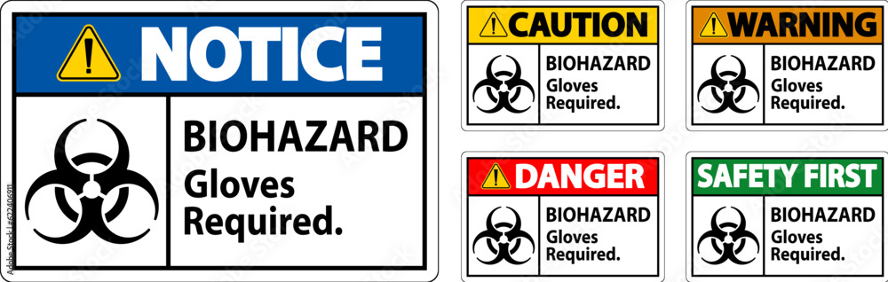 Biohazard Warning Label Biohazard Gloves Required Biohazard Warning Label Biohazard Gloves Required