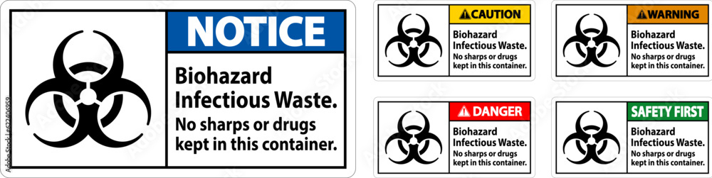 Warning Label Biohazard Infectious Waste, No Sharps Or Drugs Kept In This Container Warning Label Biohazard Infectious Waste, No Sharps Or Drugs Kept In This Container
