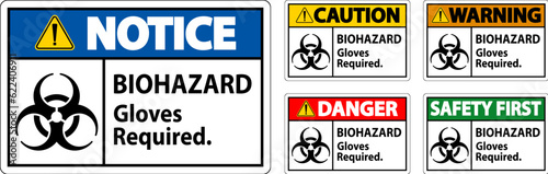 Biohazard Warning Label Biohazard Gloves Required