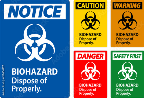 Biohazard Warning Label Biohazard Dispose Of Properly