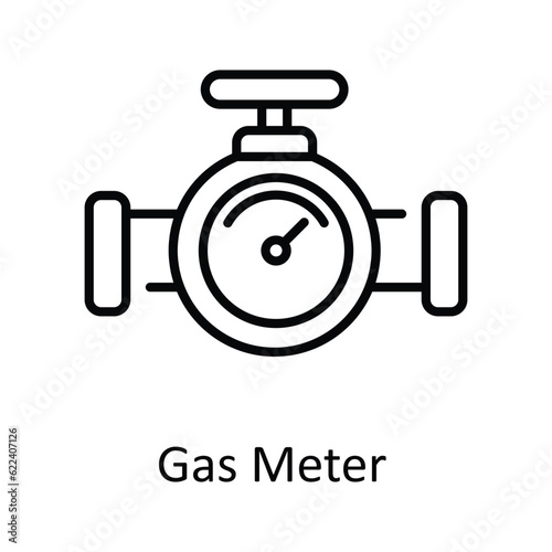 Gas Meter Outline Icon Design illustration. Smart Industries Symbol on White background EPS 10 File
