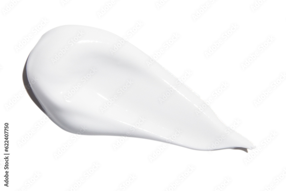 A smear of cream on a white background