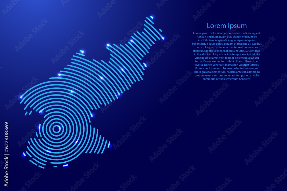 North Korea map from futuristic concentric blue circles and glowing stars for banner, poster, greeting card North Korea map from futuristic concentric blue circles and glowing stars for banner, poster, greeting card