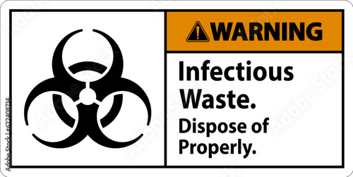 Biohazard Warning Label Infectious Waste, Dispose Of Properly