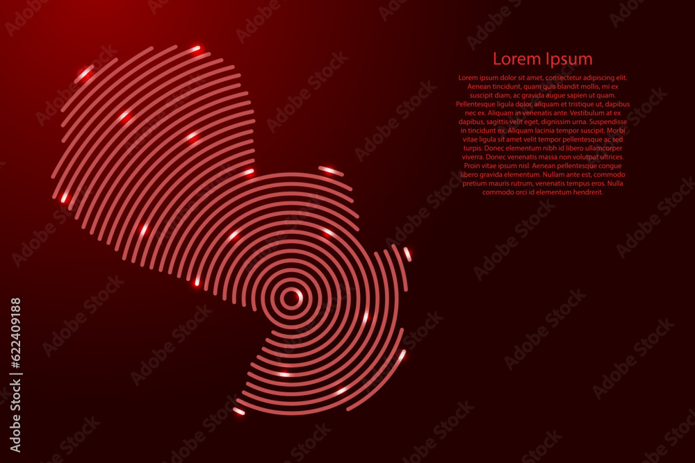 Paraguay map from futuristic concentric red circles and glowing stars for banner, poster, greeting card Paraguay map from futuristic concentric red circles and glowing stars for banner, poster, greeting card