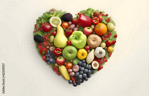 Large abstract heart in fruit concept.