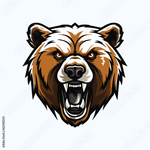 Roaring Brown bear mascot logo, Esport gaming team mascot logo, animal mascot isolated on white background, bear logo png