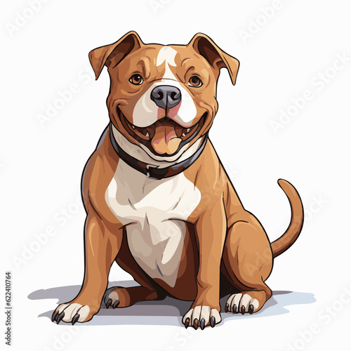simple cartoon clipart pitbull dog white background