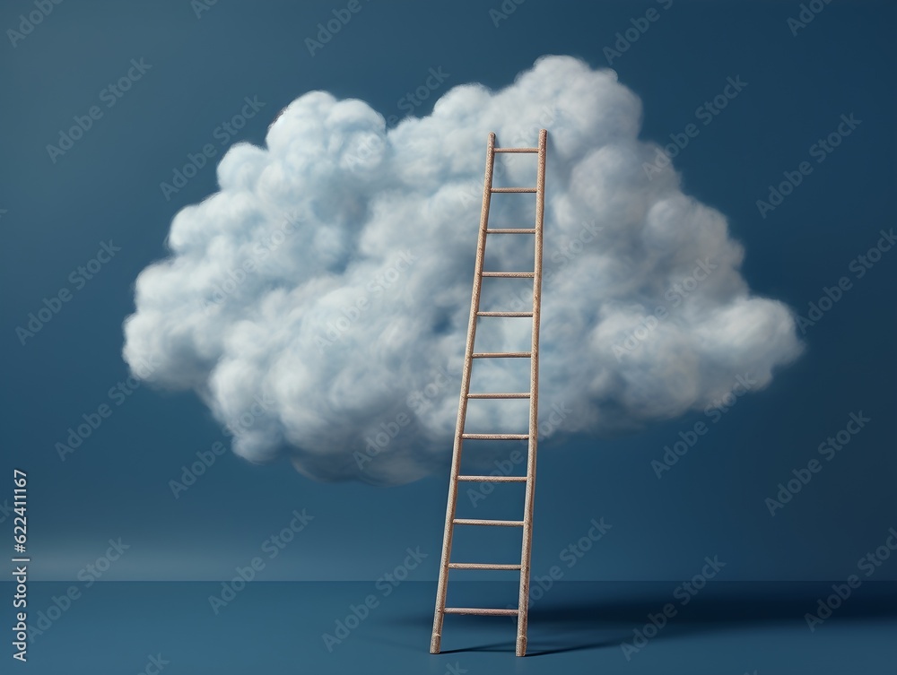 Aufstieg in die Wolken: Eine Leiter zum Höheren und Unerreichbaren Aufstieg in die Wolken: Eine Leiter zum Höheren und Unerreichbaren