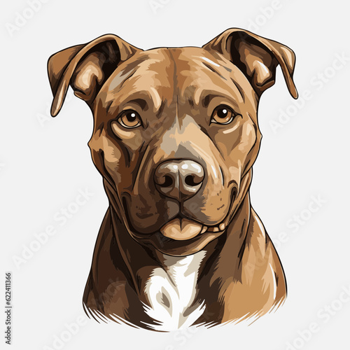simple cartoon clipart pitbull dog white background