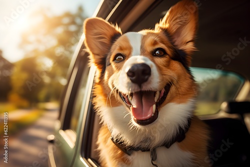 Dog looking out of a car window - AI generated   © Lulla