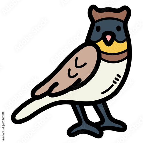 horned lark filled outline icon style