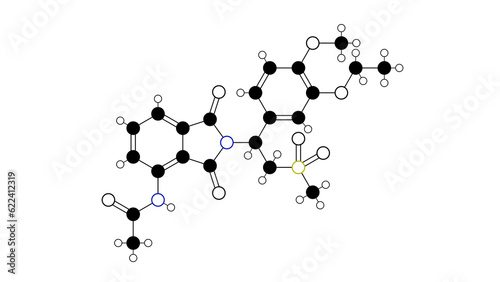 apremilast molecule, structural chemical formula, ball-and-stick model, isolated image disease-modifying antirheumatic drugs photo