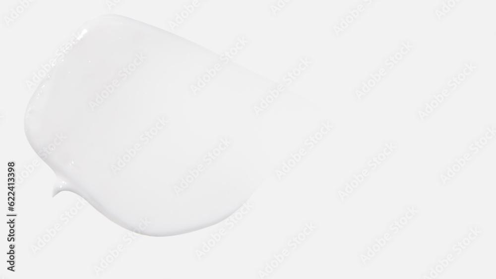 A smear of cream on a white background