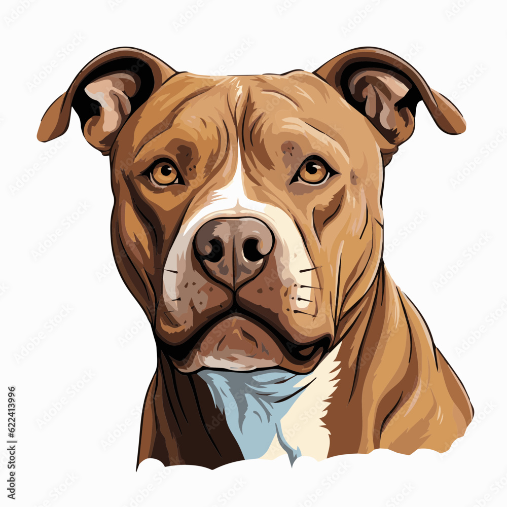 simple cartoon clipart pitbull dog white background Stock Vector ...