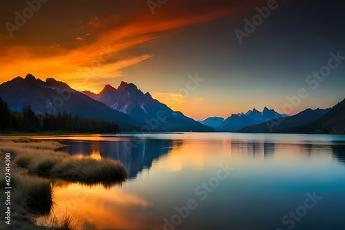 sunrise over the lake generated Ai 