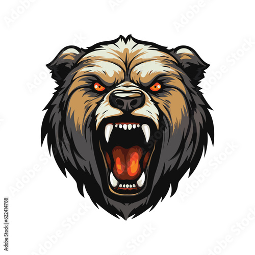 Roaring Brown bear mascot logo, Esport gaming team mascot logo, animal mascot isolated on white background, bear logo png