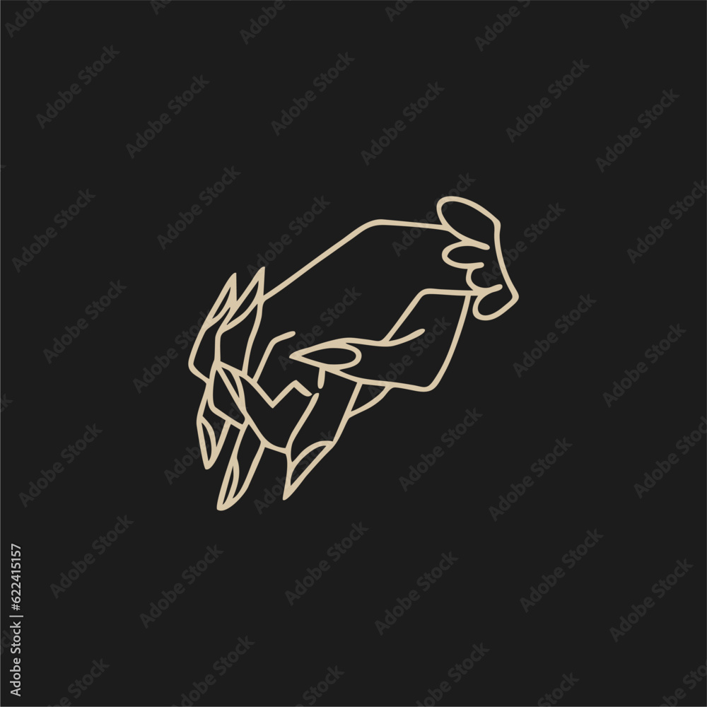 Mystical banner with hands on a black background, holding hands. Boho background, Tarot. Heaven vector illustration.