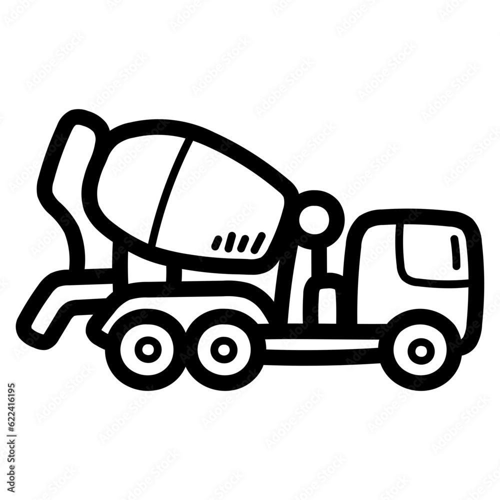 cement mixer truck line icon style