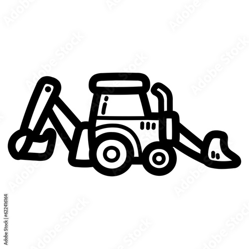 backhoe line icon style