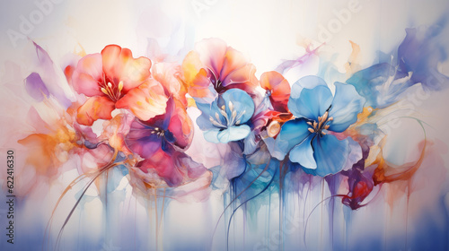 Watercolor flowers background overlay.