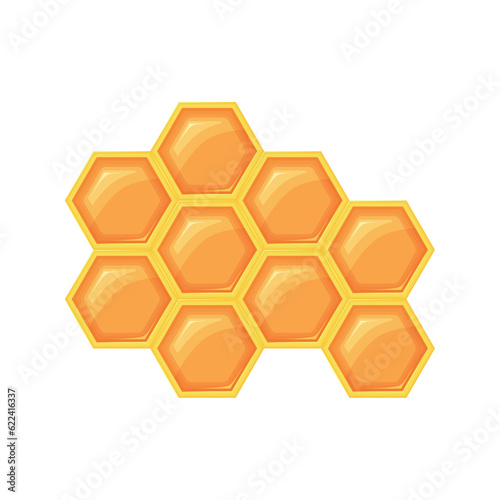 Honeycomb with bee honey vector illustration isolated on white background.