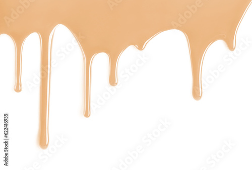 melted foundation dripping on white background
