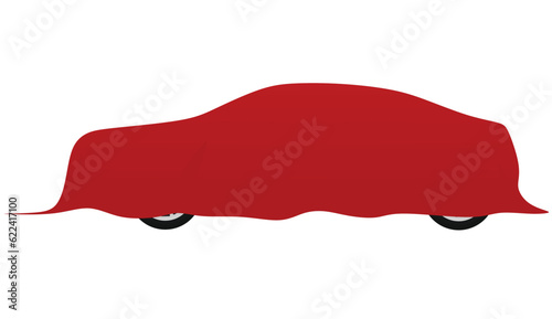 Red car cover. vector illustration