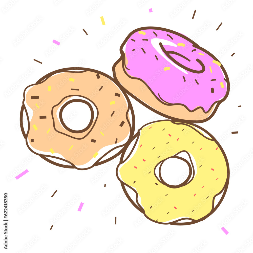 Donuts, Doughnut vector illustration on white
