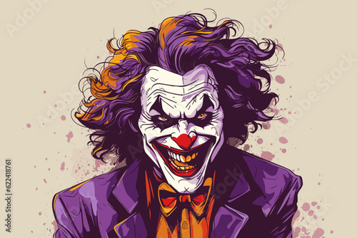 Slika na platnu Doodle inspired Joker, cartoon sticker, sketch, vector, Illustration