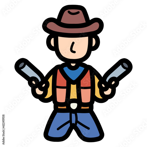 cowboy filled outline icon style