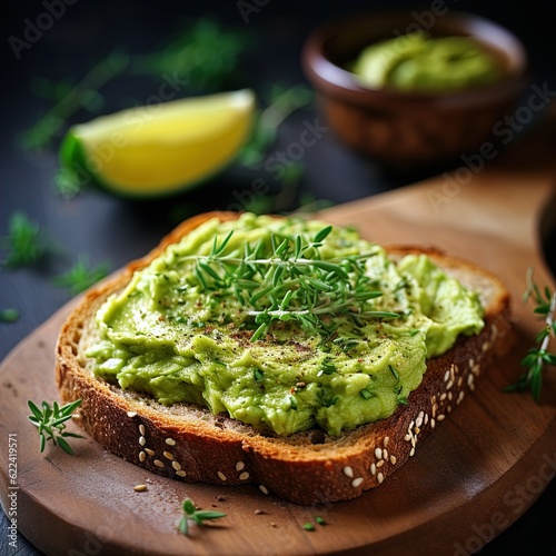 A nutritious vegan meal of avocado toast. Great for articles on health, fitness, veganism, nutrition, breakfast, cooking nd more. 