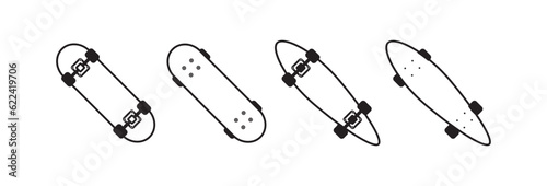 Skateboard Icon Set Design Vector Template Illustration In Trendy Flat Style, Skateboards icons on white background,