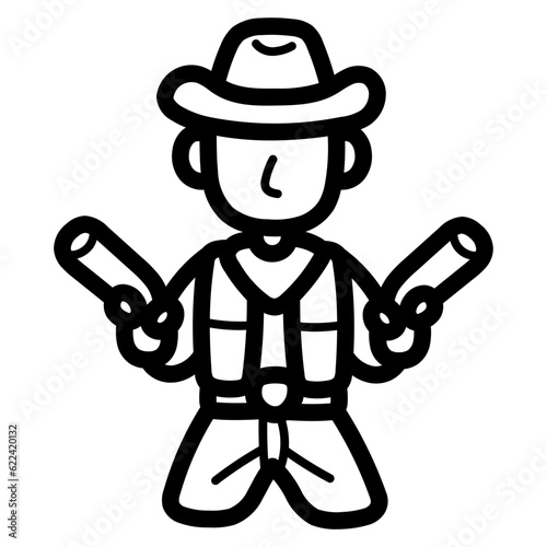 cowboy line icon style