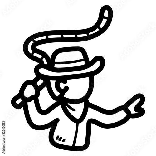 cowboy line icon style