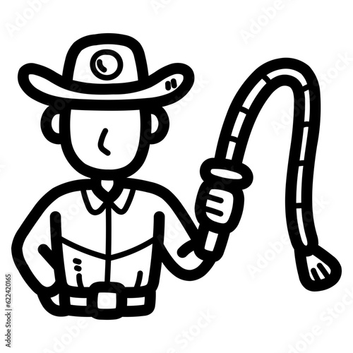 cowboy line icon style