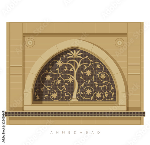 Ahmedabad City - Sidi Saiyyed Mosque - Jali - Illustration photo