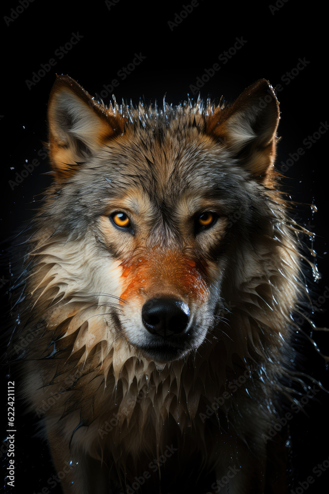 wolf portrait dramatic lighting,ai generative. wolf portrait dramatic lighting,ai generative.