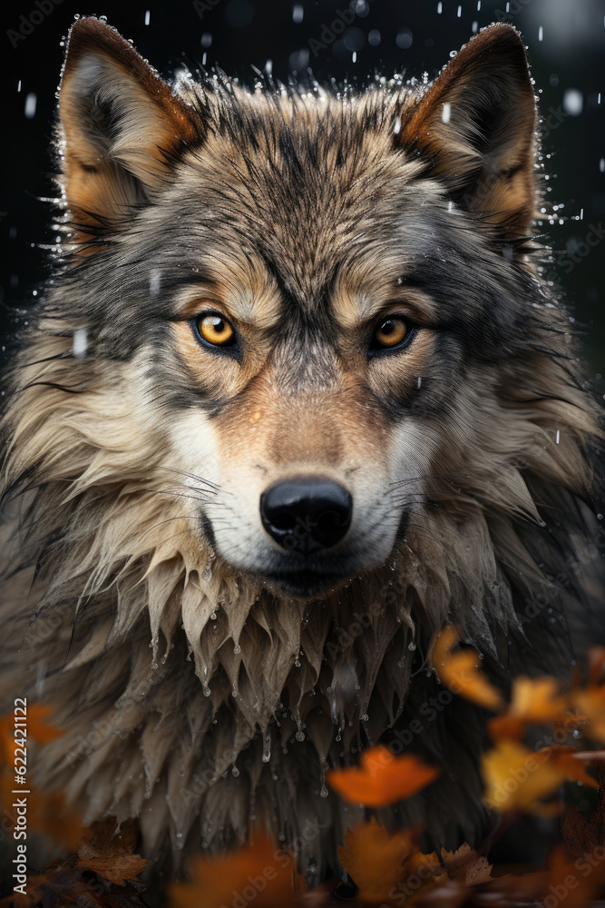 wolf portrait dramatic lighting,ai generative. wolf portrait dramatic lighting,ai generative.