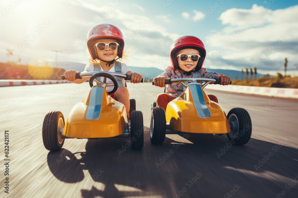 Kid's racing in pedal cars