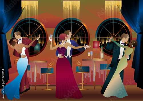 Dancers in the ballroom. Evening in a restaurant, cafe, bar, etc.