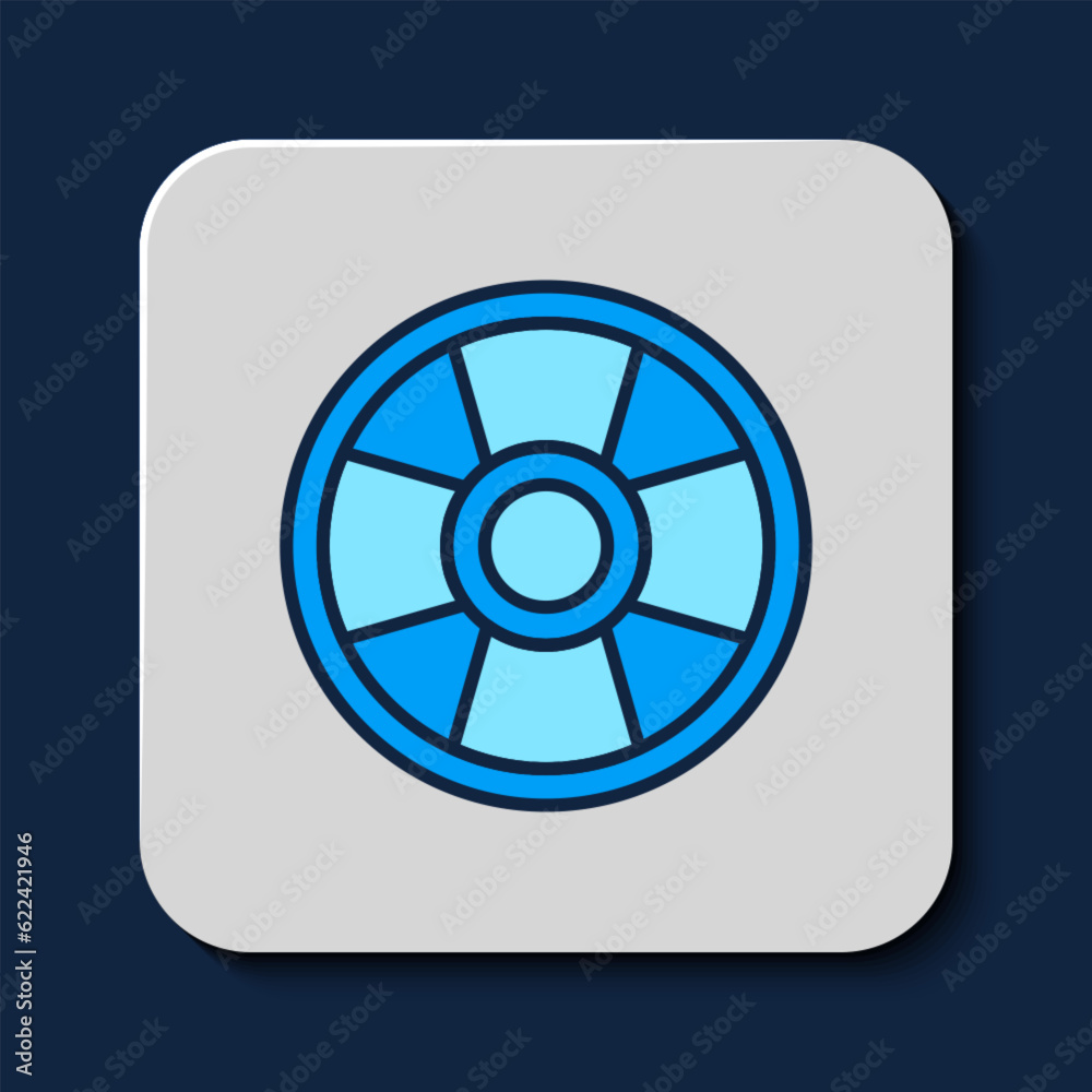 Filled outline Casino chip icon isolated on blue background. Casino gambling. Vector Filled outline Casino chip icon isolated on blue background. Casino gambling. Vector