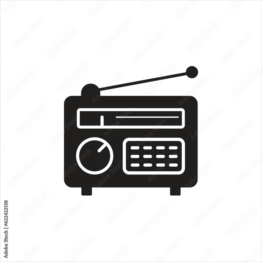 Retro radio icon. Glyph version, vector sign logo illustration. Retro radio icon. Glyph version, vector sign logo illustration.