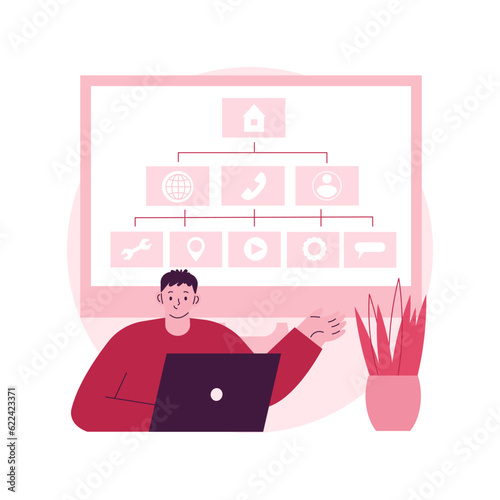 Sitemap creation abstract concept vector illustration. Web development, website optimization, sitemap creation tool, web page structure, sitemaps online software, XML tutorial abstract metaphor.