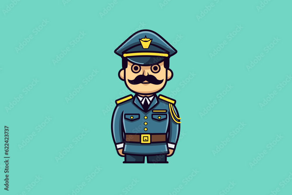 Doodle inspired Military police officer, cartoon sticker, sketch ...