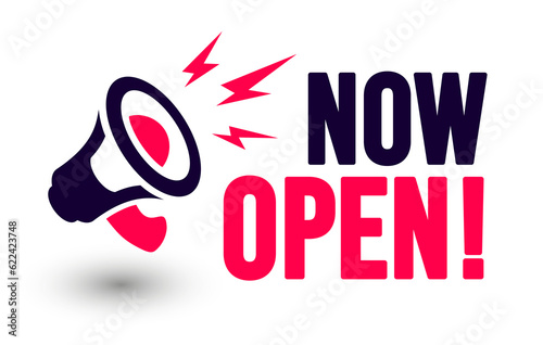 Megaphone Icon With Text Now Open