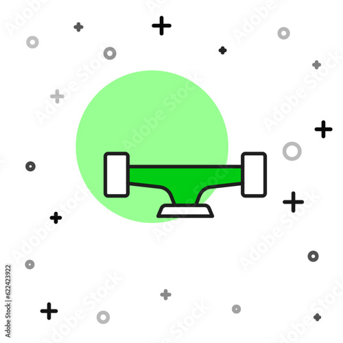Filled outline Skateboard wheel icon isolated on white background. Skateboard suspension. Skate wheel. Vector